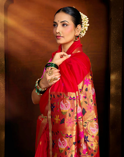 Red Silk Woven Paithani Saree