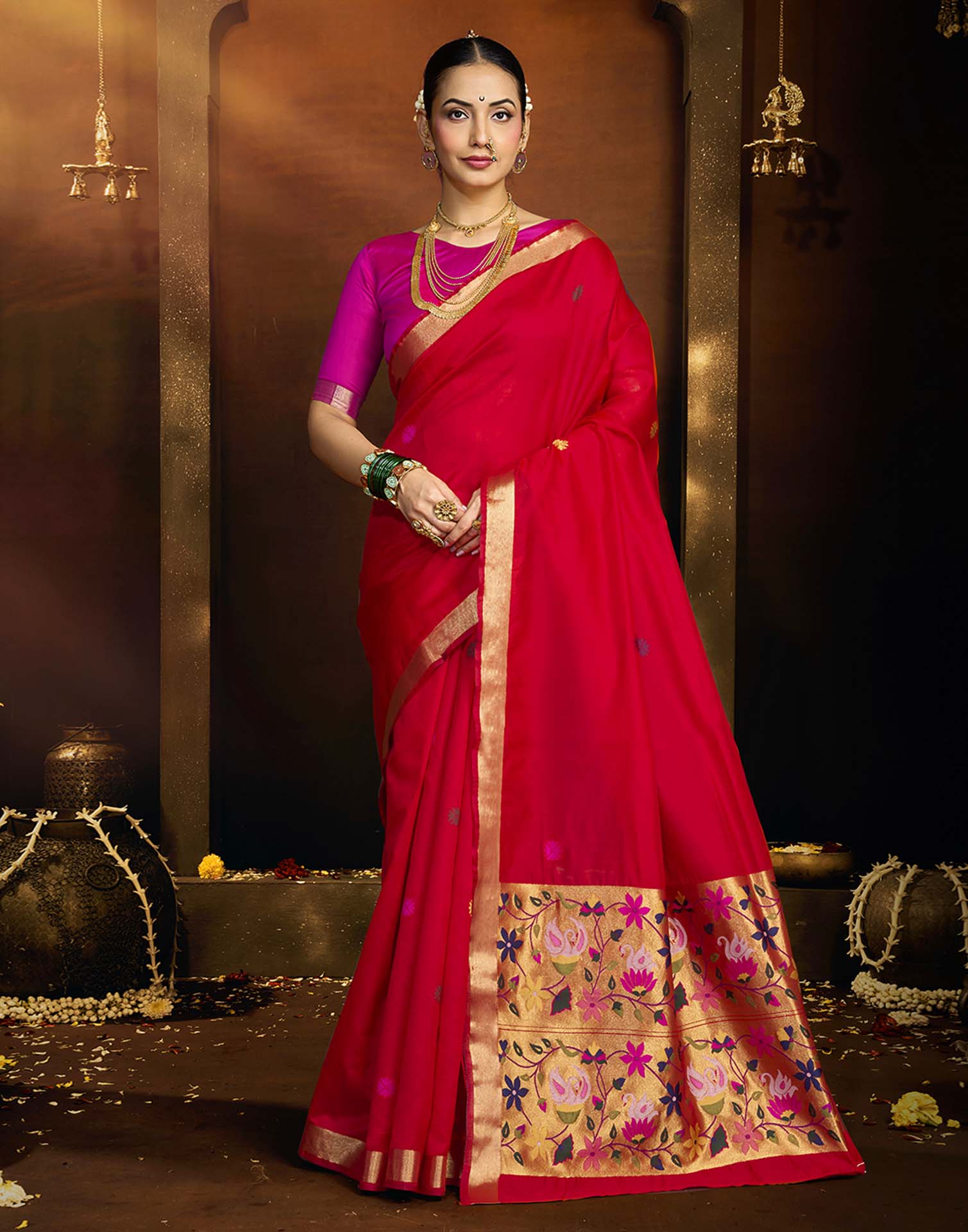 Red Silk Woven Paithani Saree
