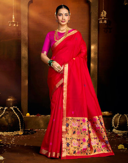 Red Silk Woven Paithani Saree