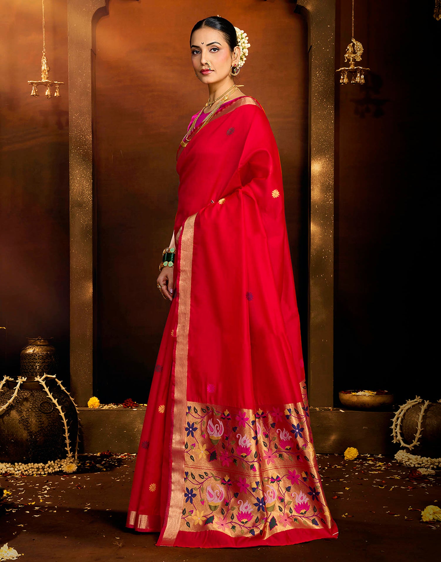 Red Silk Woven Paithani Saree