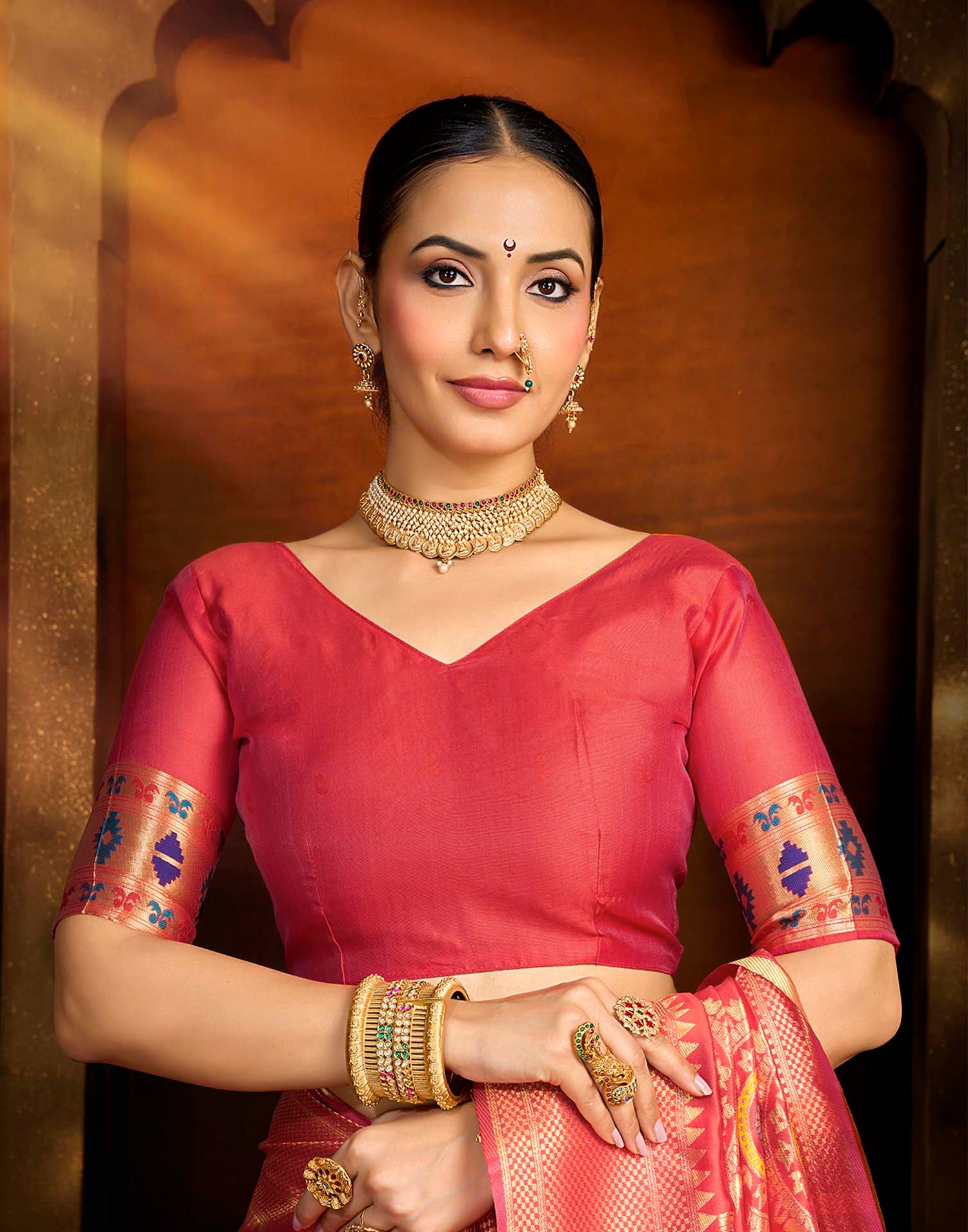 Orange Silk Woven Paithani Saree