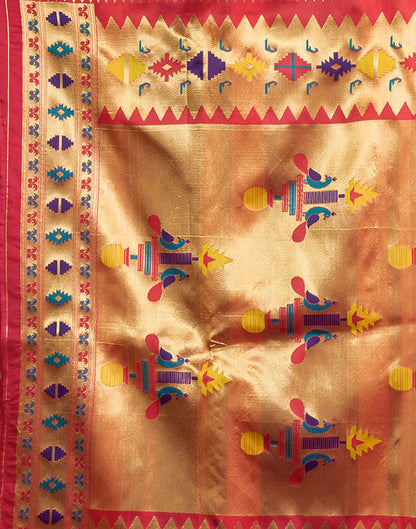 Orange Silk Woven Paithani Saree