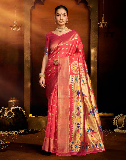 Orange Silk Woven Paithani Saree