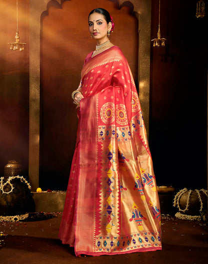 Orange Silk Woven Paithani Saree