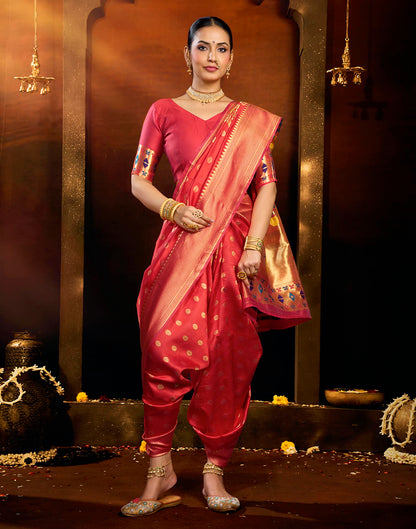 Orange Silk Woven Paithani Saree