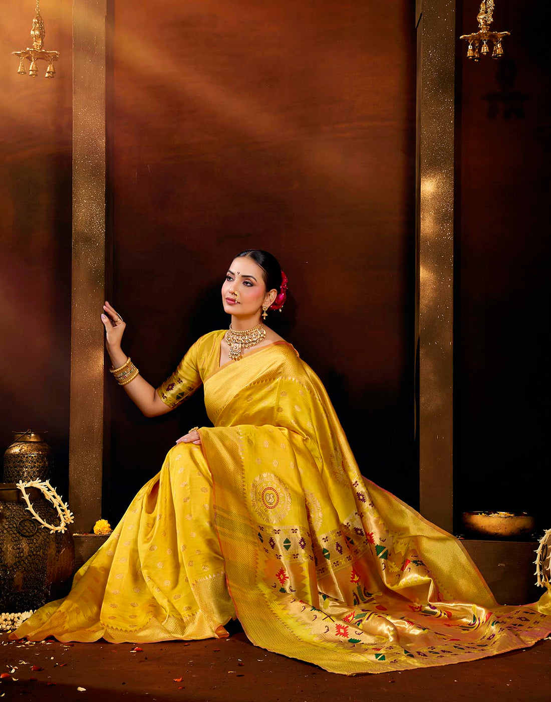 Yellow Silk Woven Paithani Saree