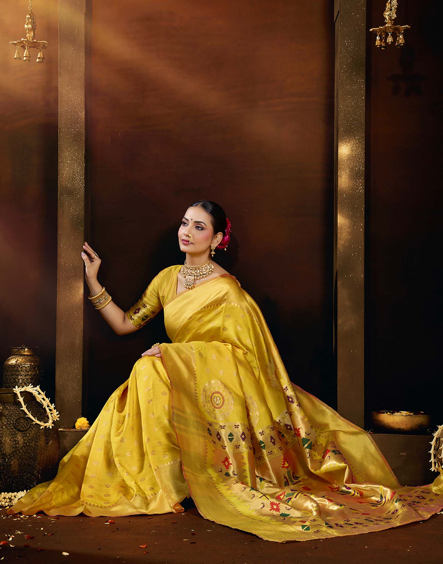 Yellow Silk Woven Paithani Saree