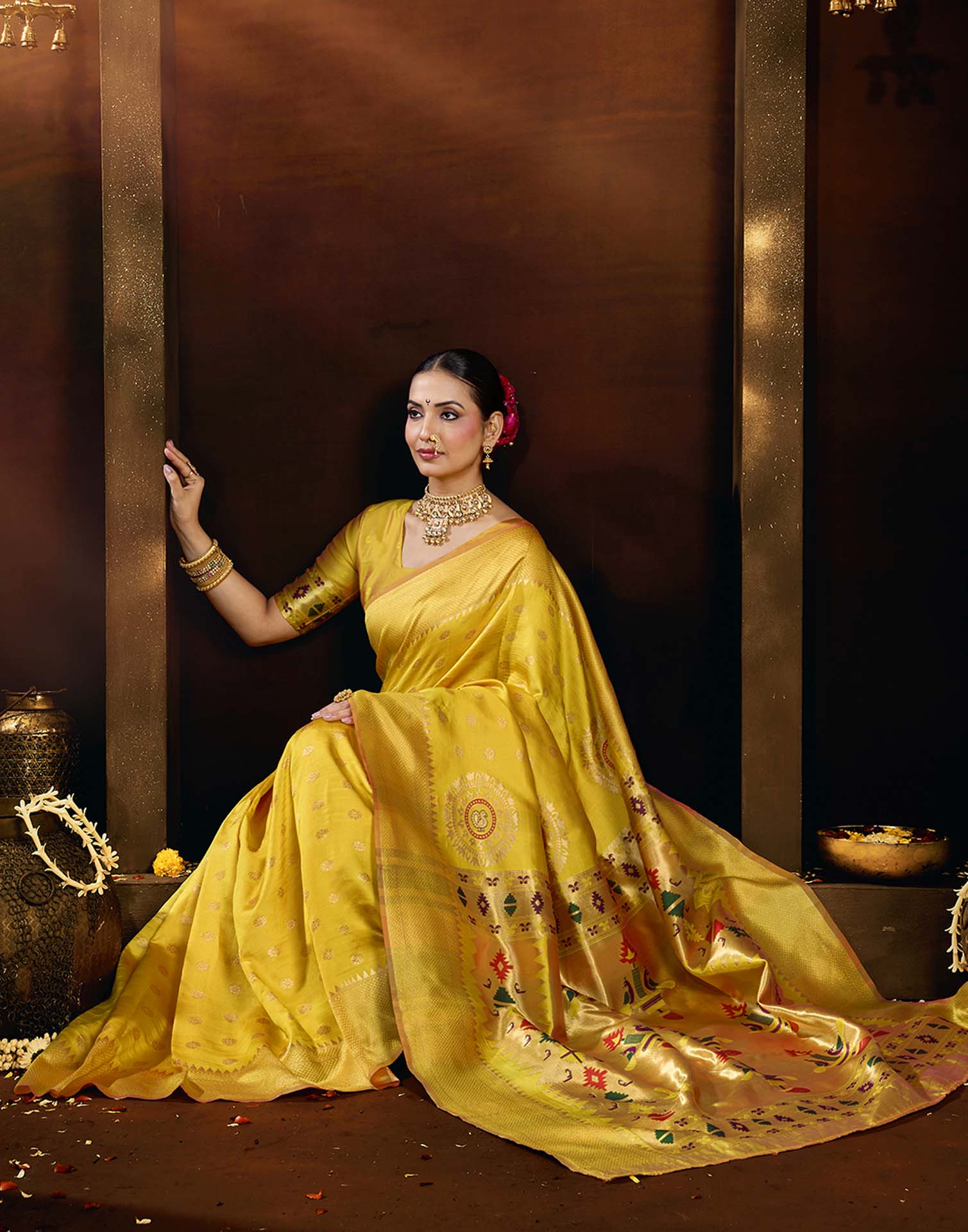 Yellow Silk Woven Paithani Saree