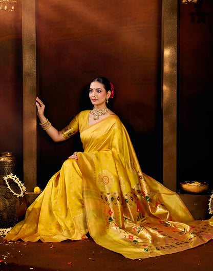 Yellow Silk Woven Paithani Saree