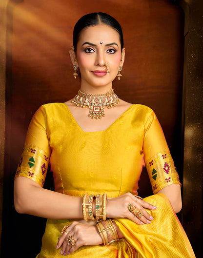 Yellow Silk Woven Paithani Saree