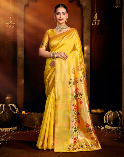 Yellow Silk Woven Paithani Saree