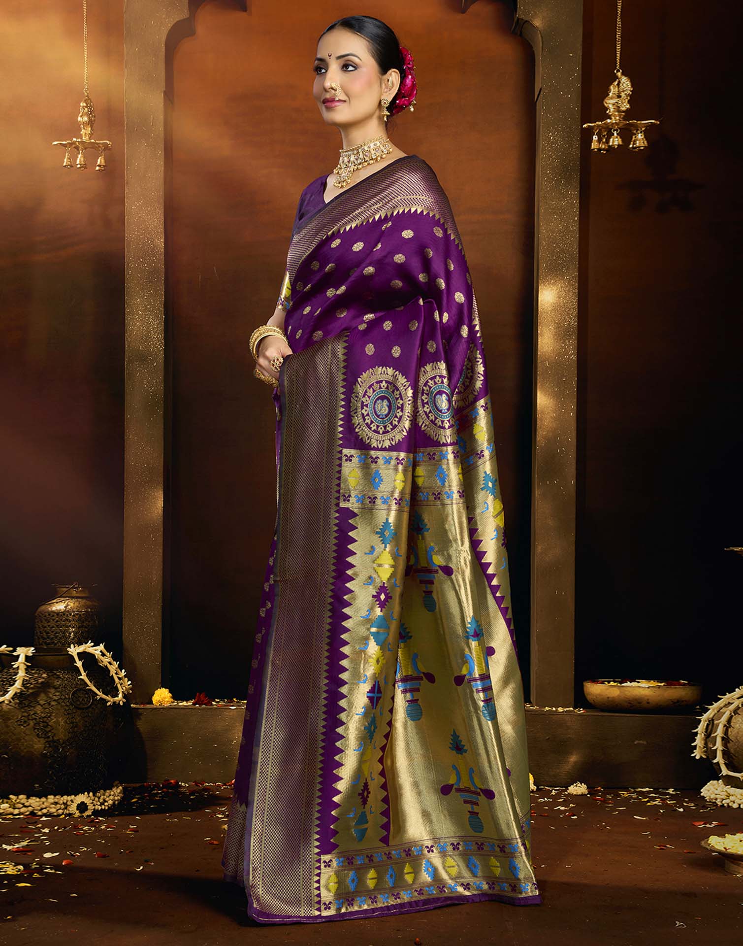 Purple Silk Woven Paithani Saree