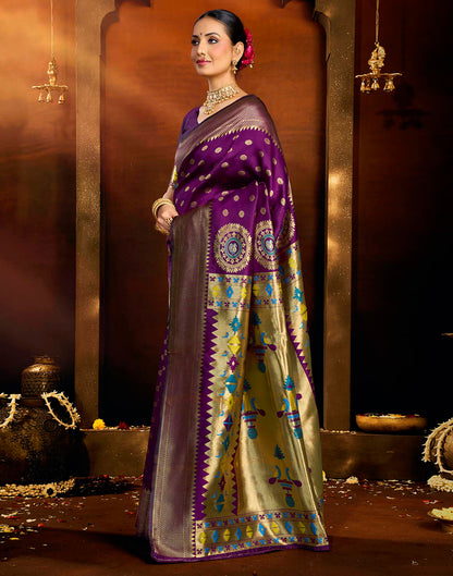 Purple Silk Woven Paithani Saree