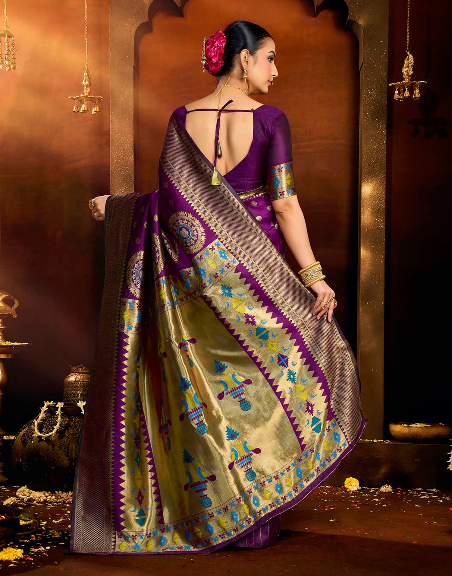 Purple Silk Woven Paithani Saree