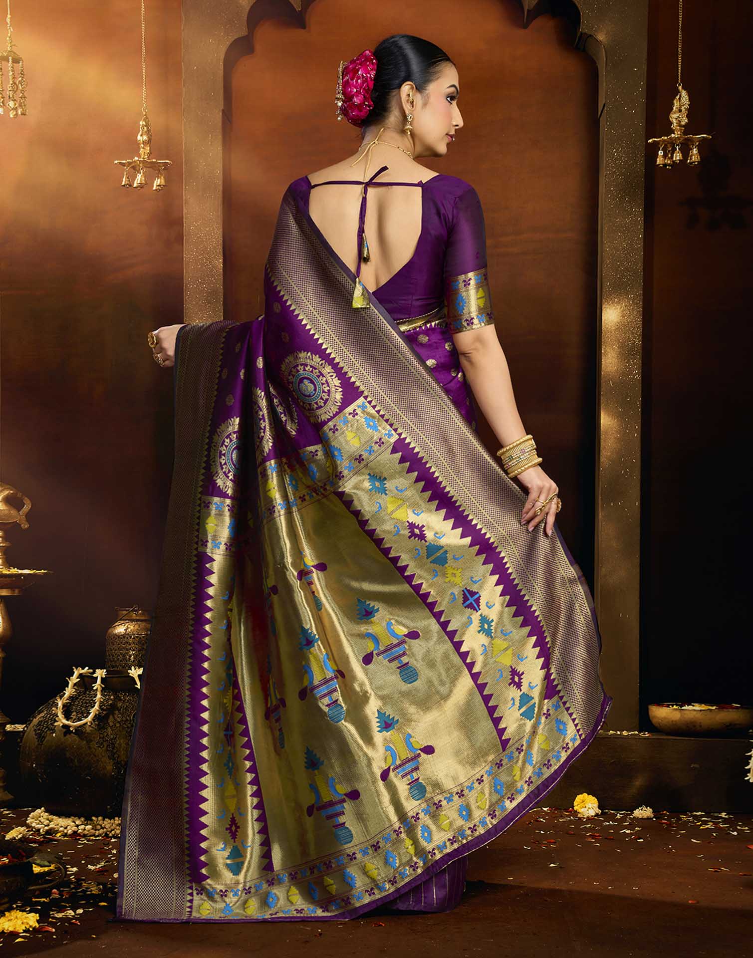 Purple Silk Woven Paithani Saree