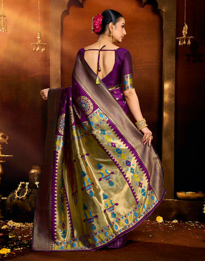 Purple Silk Woven Paithani Saree