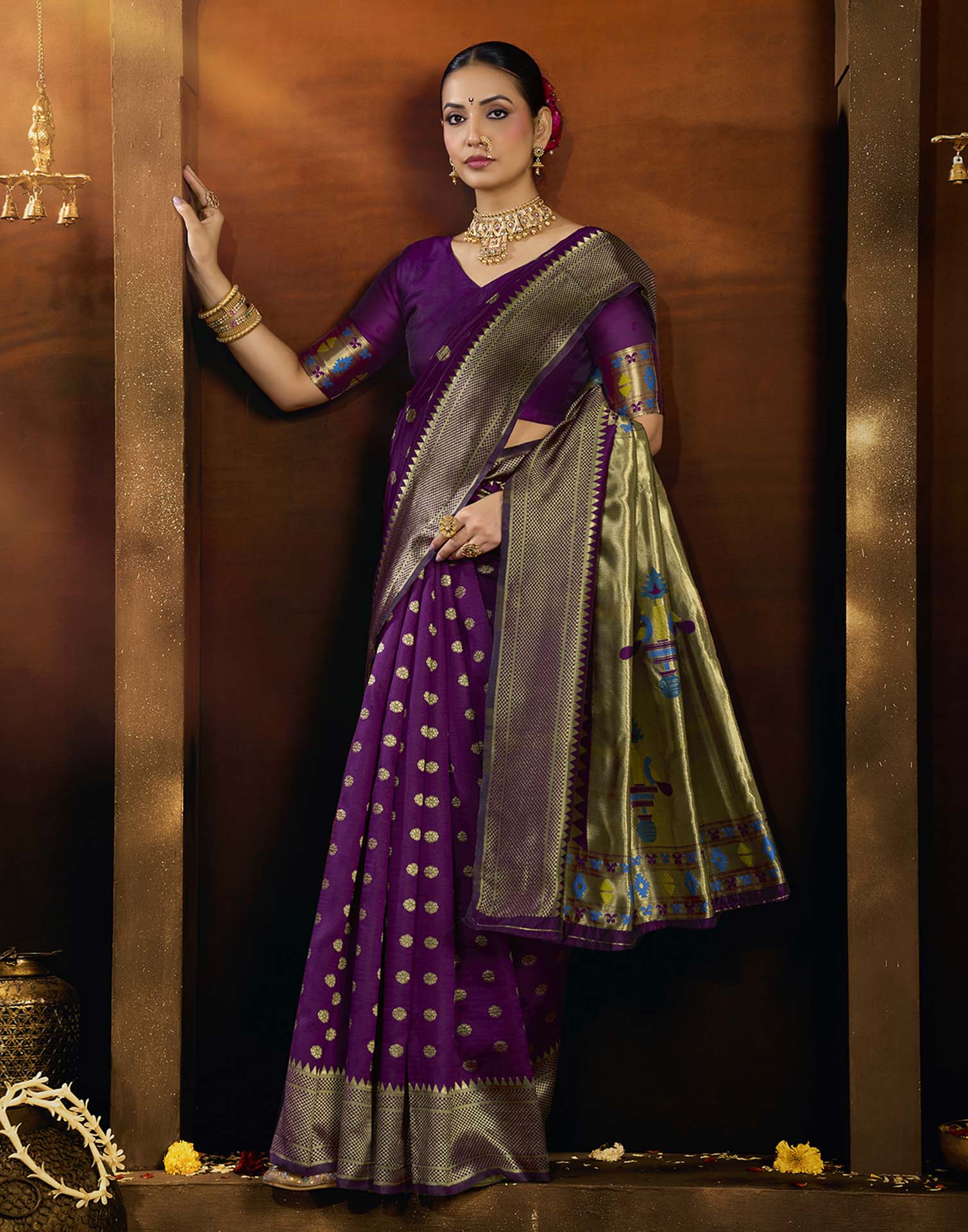 Purple Silk Woven Paithani Saree
