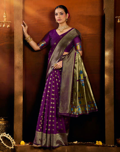 Purple Silk Woven Paithani Saree