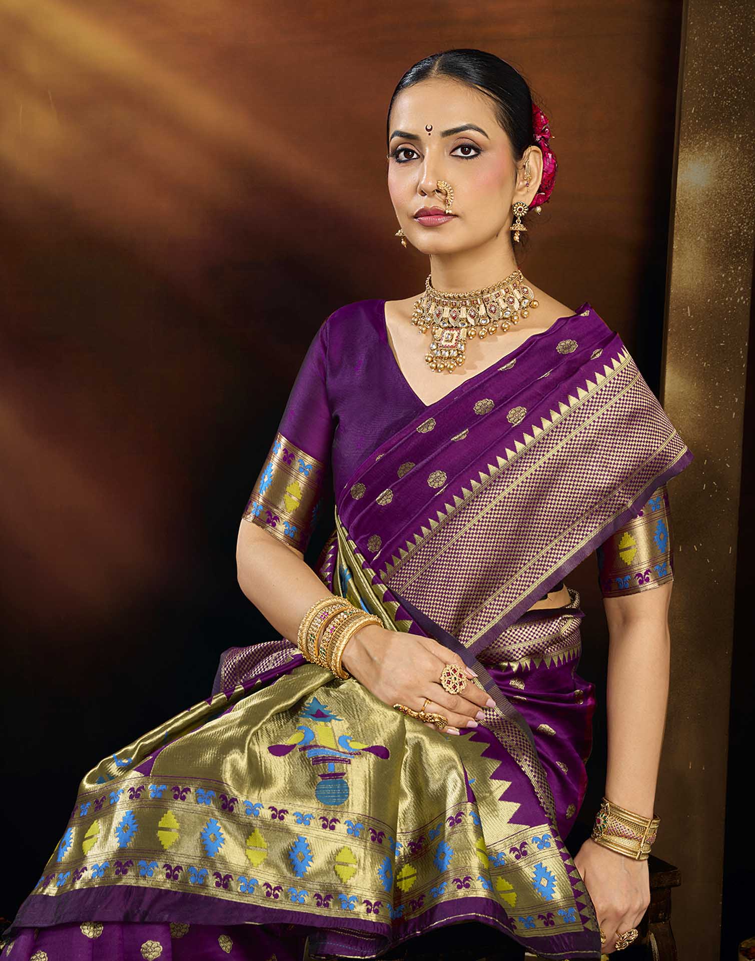 Purple Silk Woven Paithani Saree
