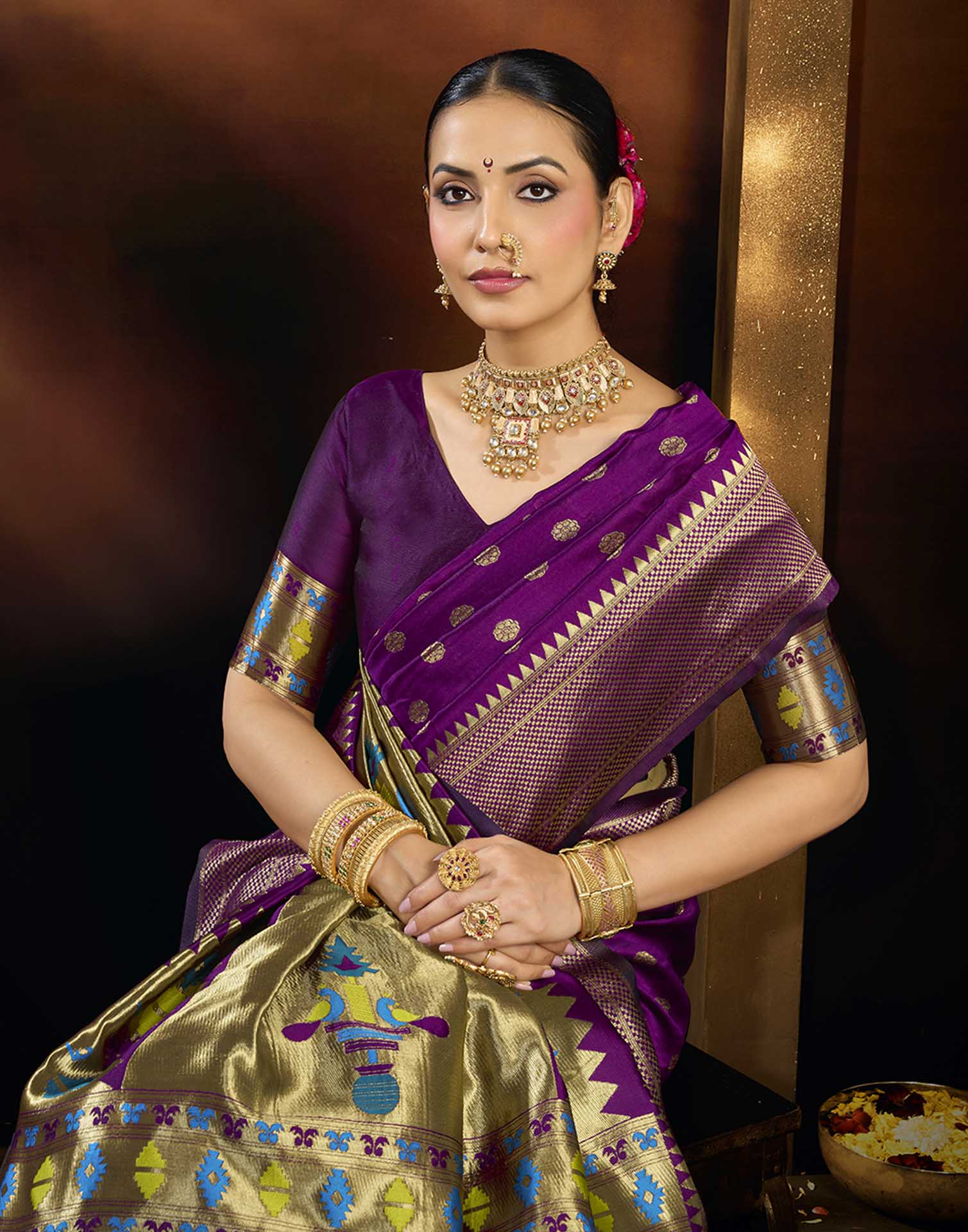 Purple Silk Woven Paithani Saree