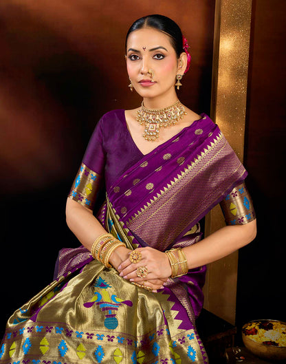 Purple Silk Woven Paithani Saree