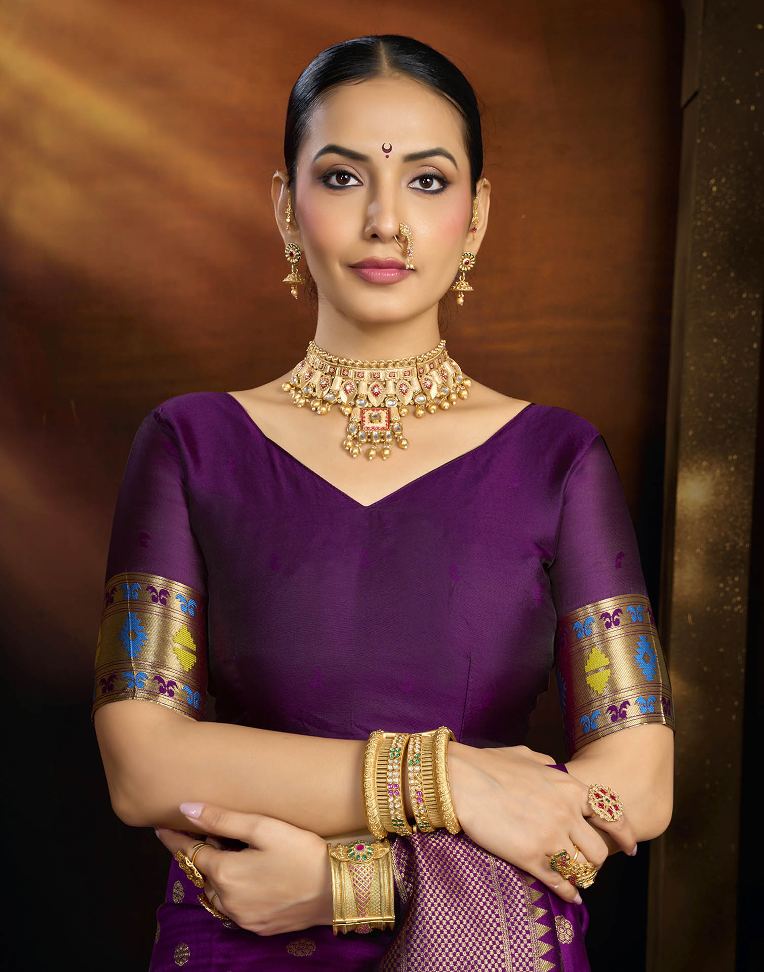 Purple Silk Woven Paithani Saree