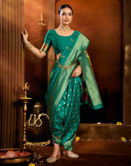 Rama Blue Silk Woven Paithani Saree