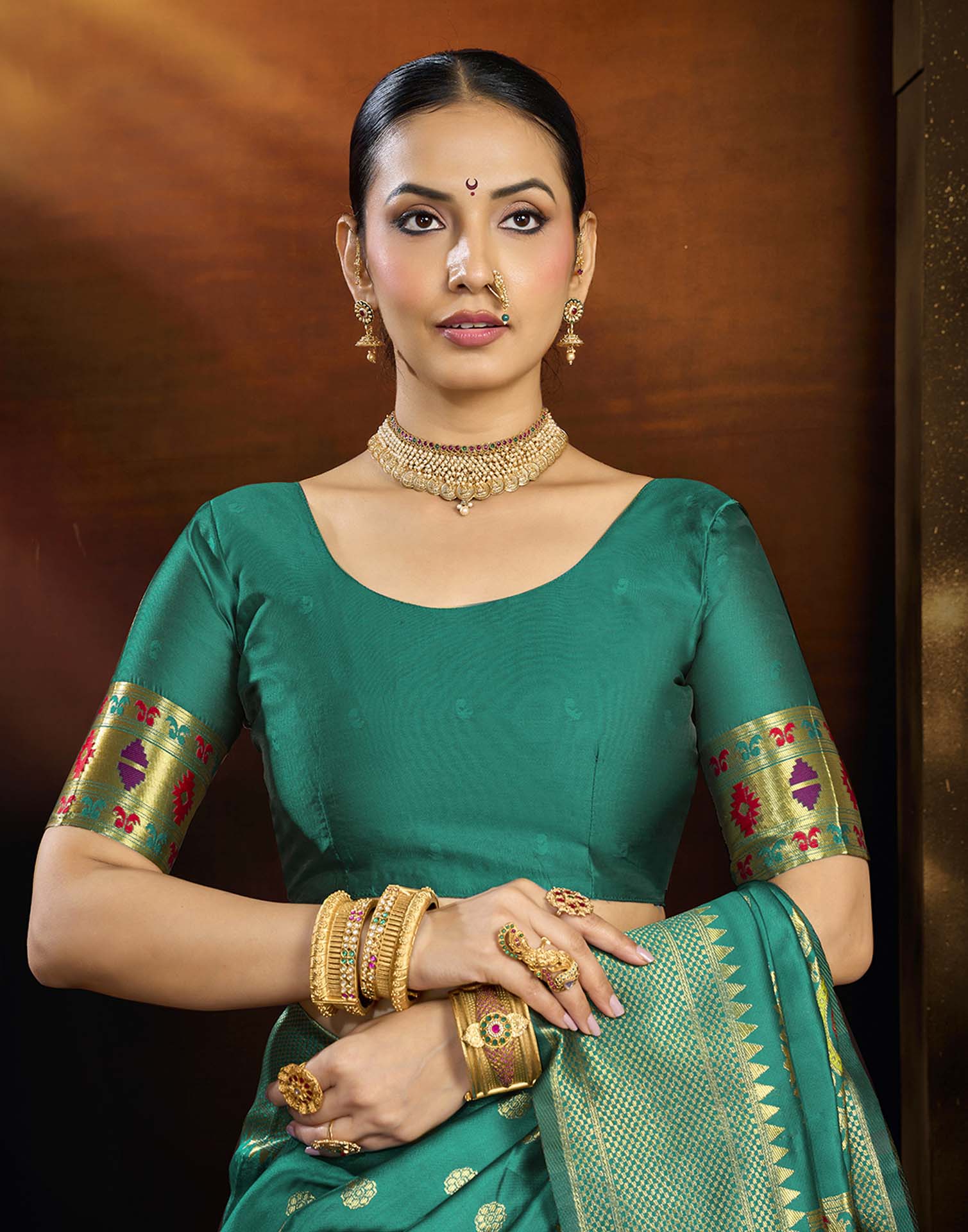 Rama Blue Silk Woven Paithani Saree