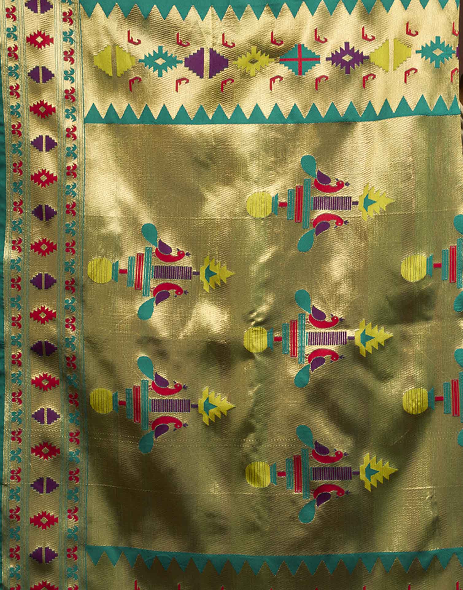 Rama Blue Silk Woven Paithani Saree