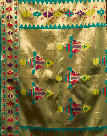 Rama Blue Silk Woven Paithani Saree