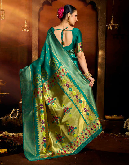 Rama Blue Silk Woven Paithani Saree