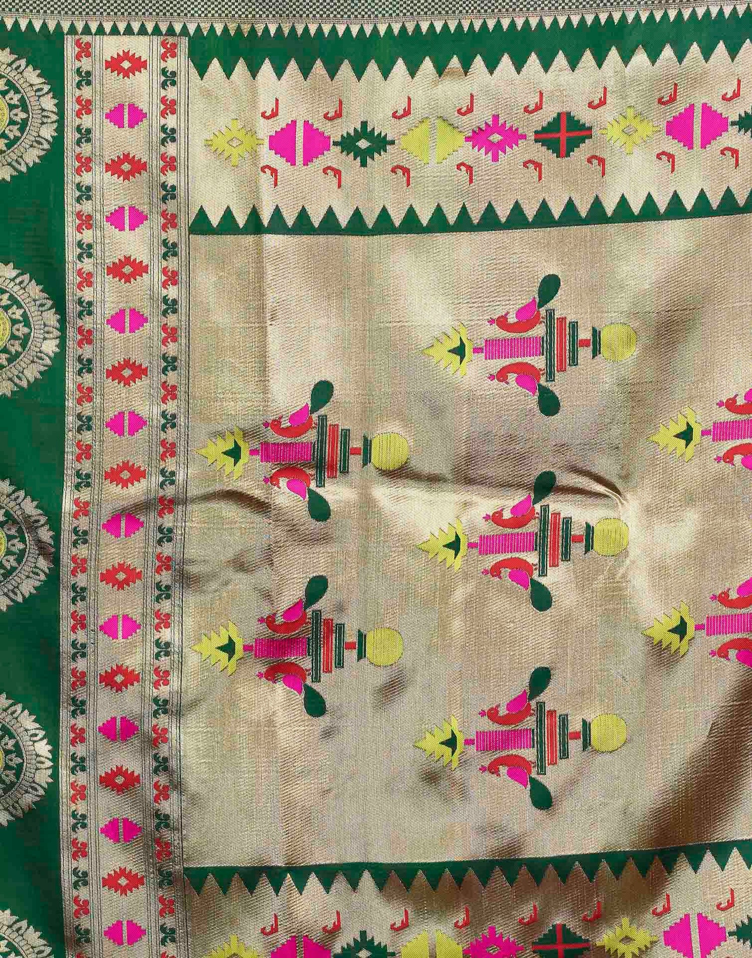 Dark Green Silk Woven Paithani Saree