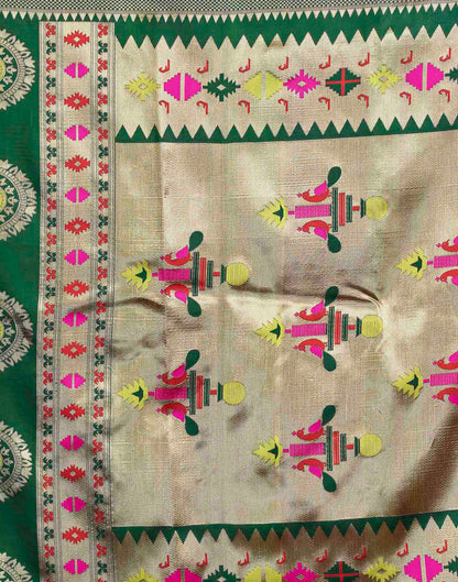Dark Green Silk Woven Paithani Saree
