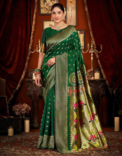 Dark Green Silk Woven Paithani Saree