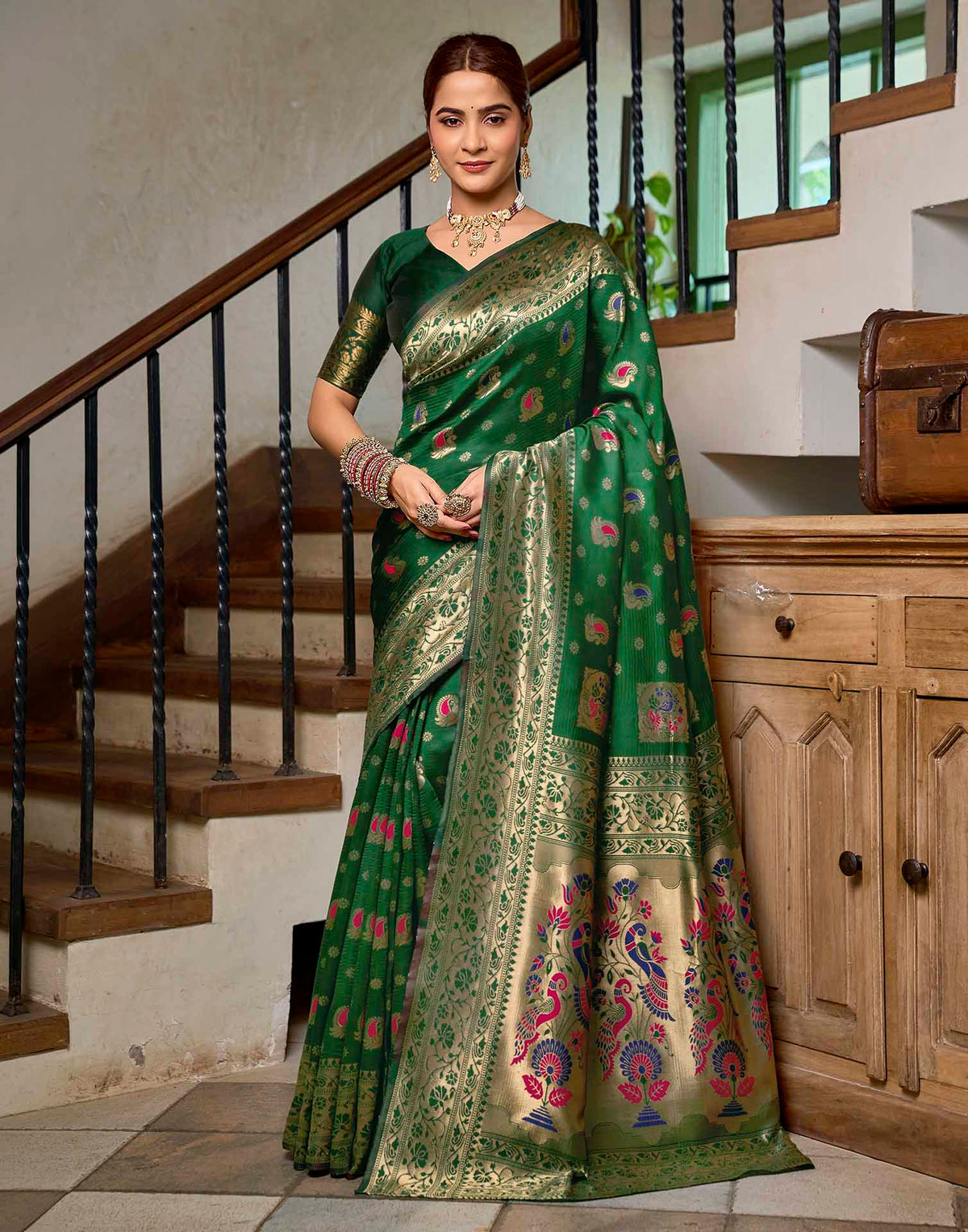 Green Silk Woven Paithani Saree
