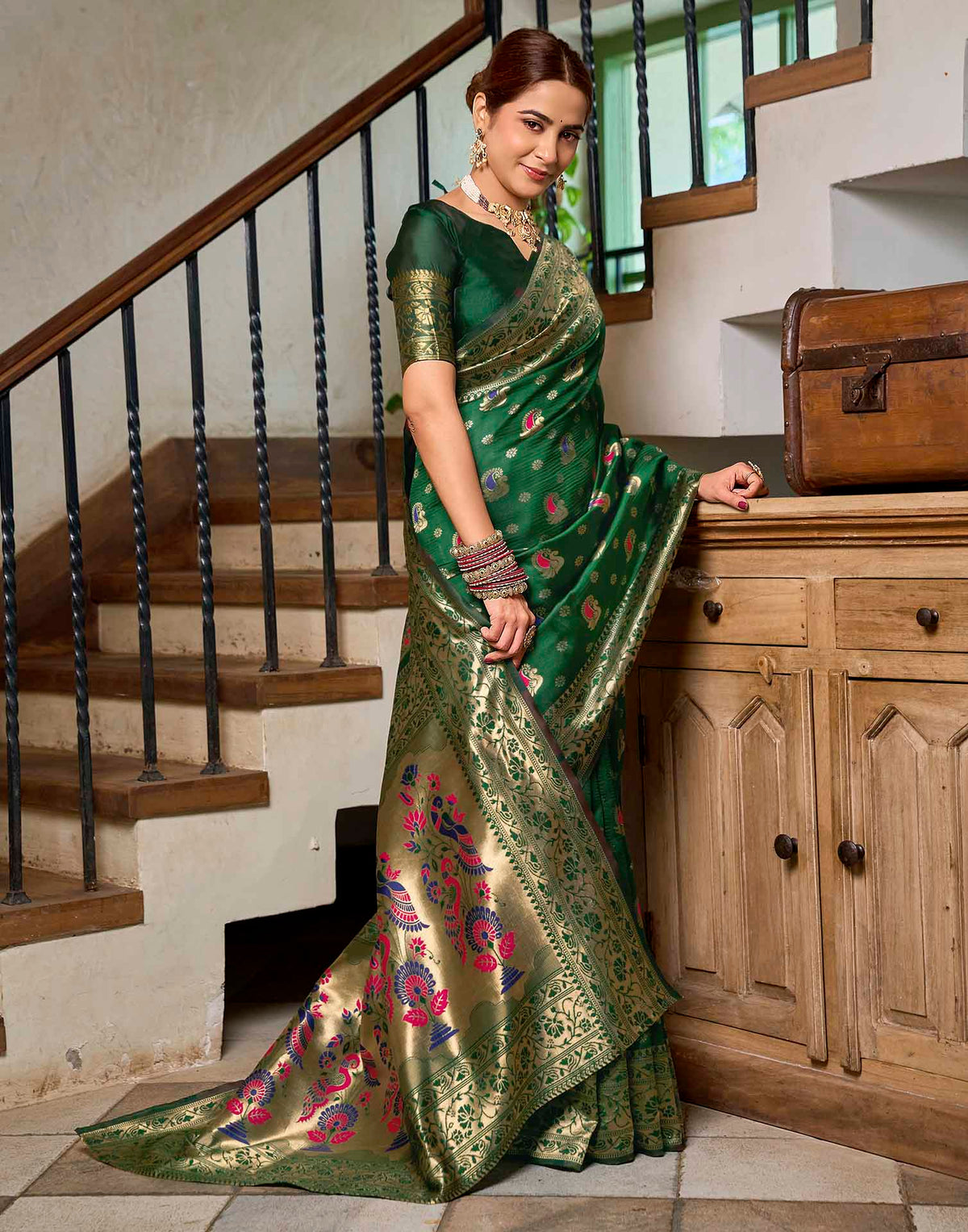 Green Silk Woven Paithani Saree