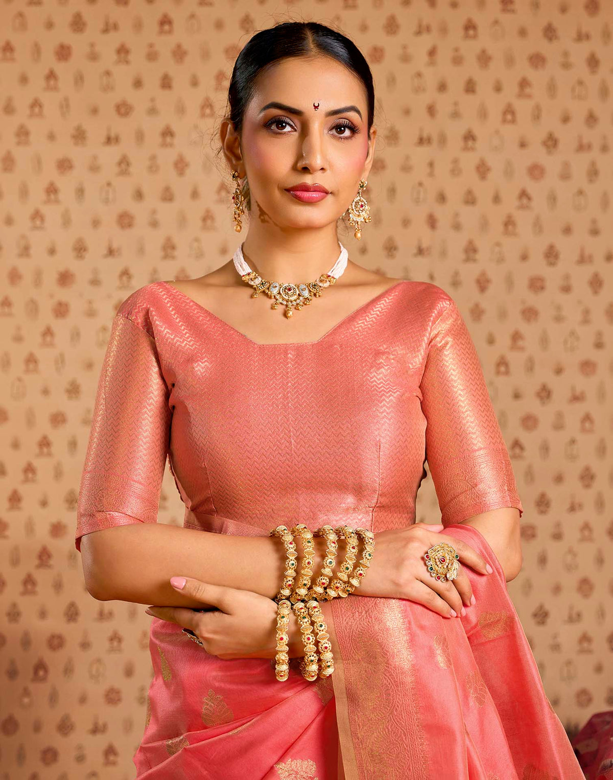 Light Pink Silk Woven Banarasi Saree