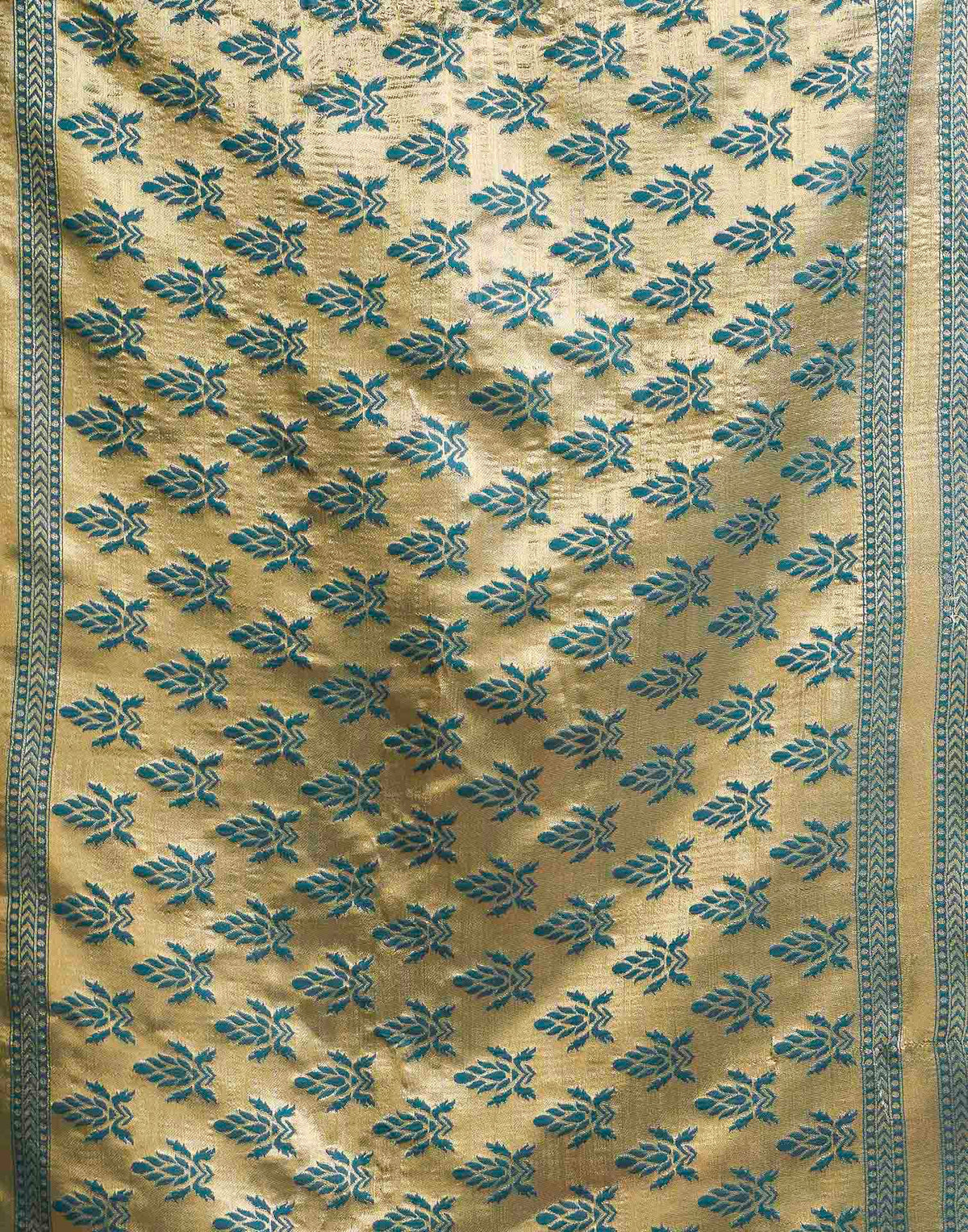 Teal Blue Silk Woven Banarasi Saree