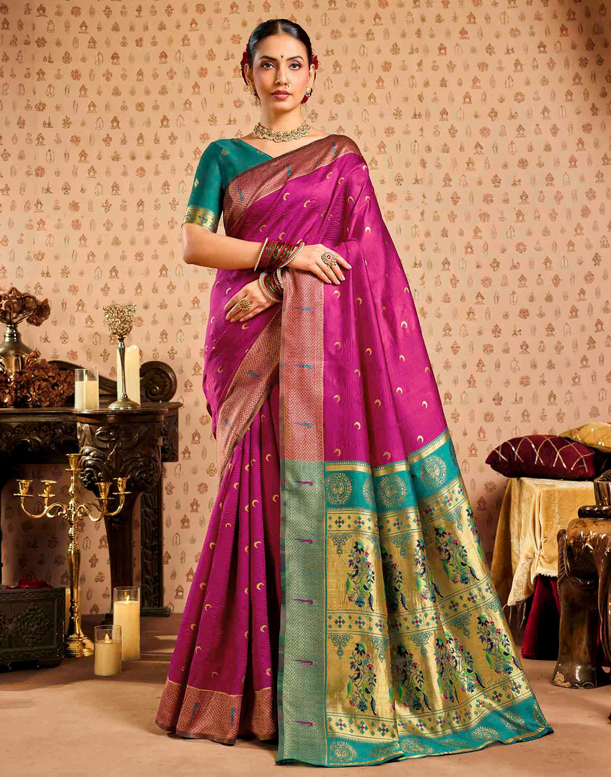 Pink Silk Woven Paithani Saree