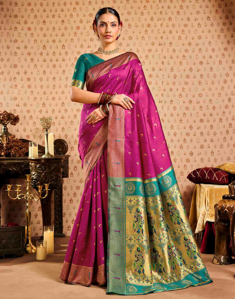 Pink Silk Woven Paithani Saree