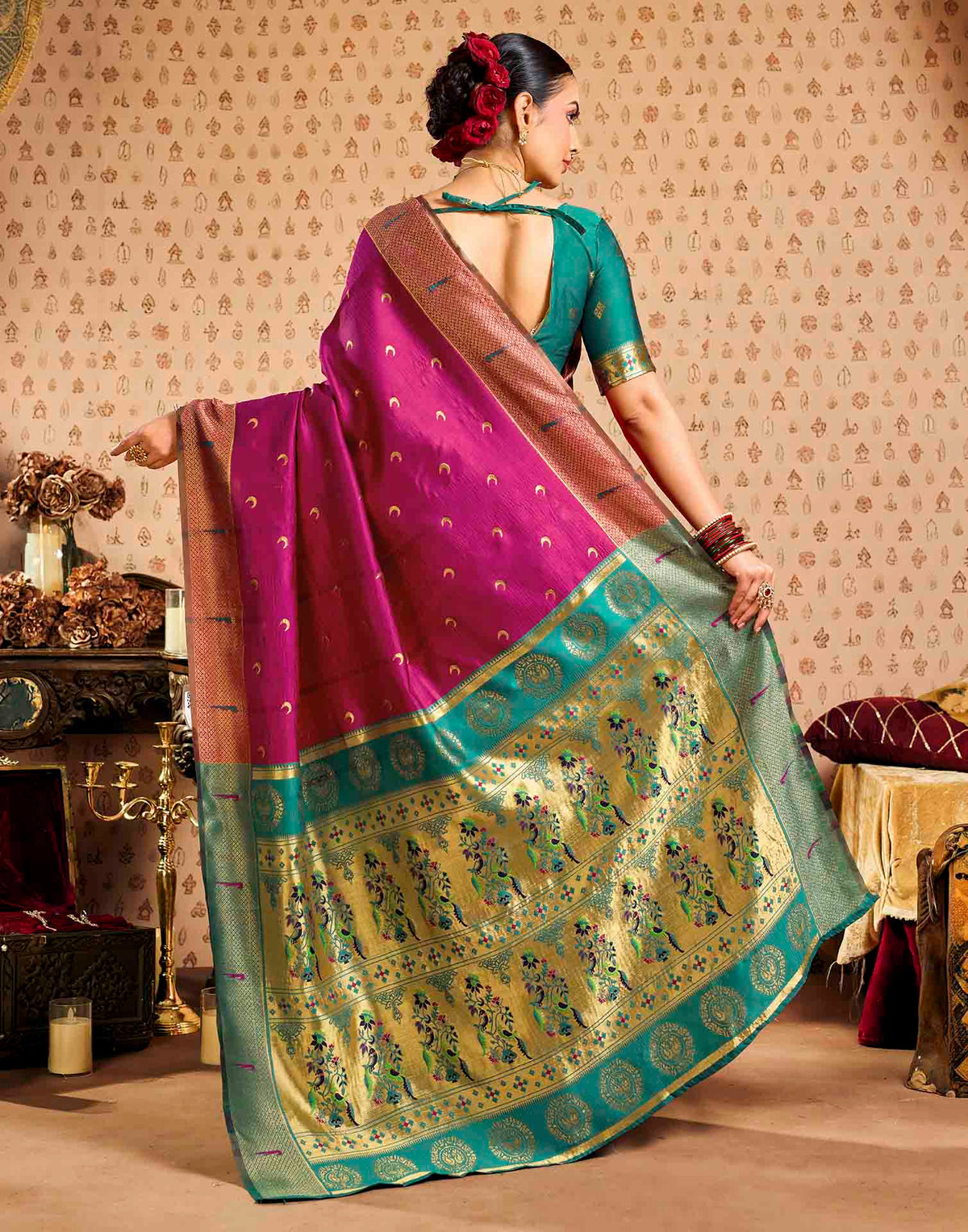 Pink Silk Woven Paithani Saree
