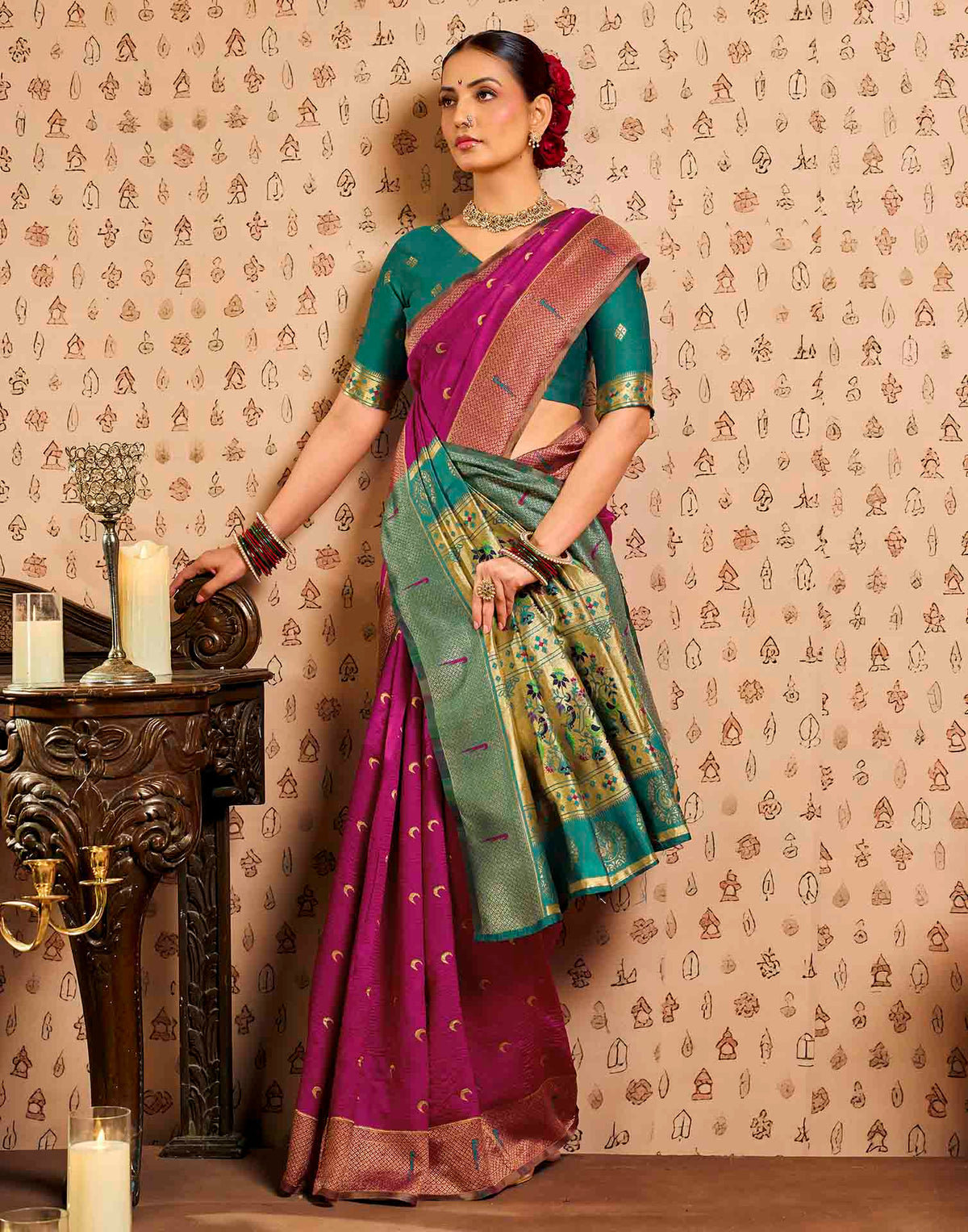 Pink Silk Woven Paithani Saree