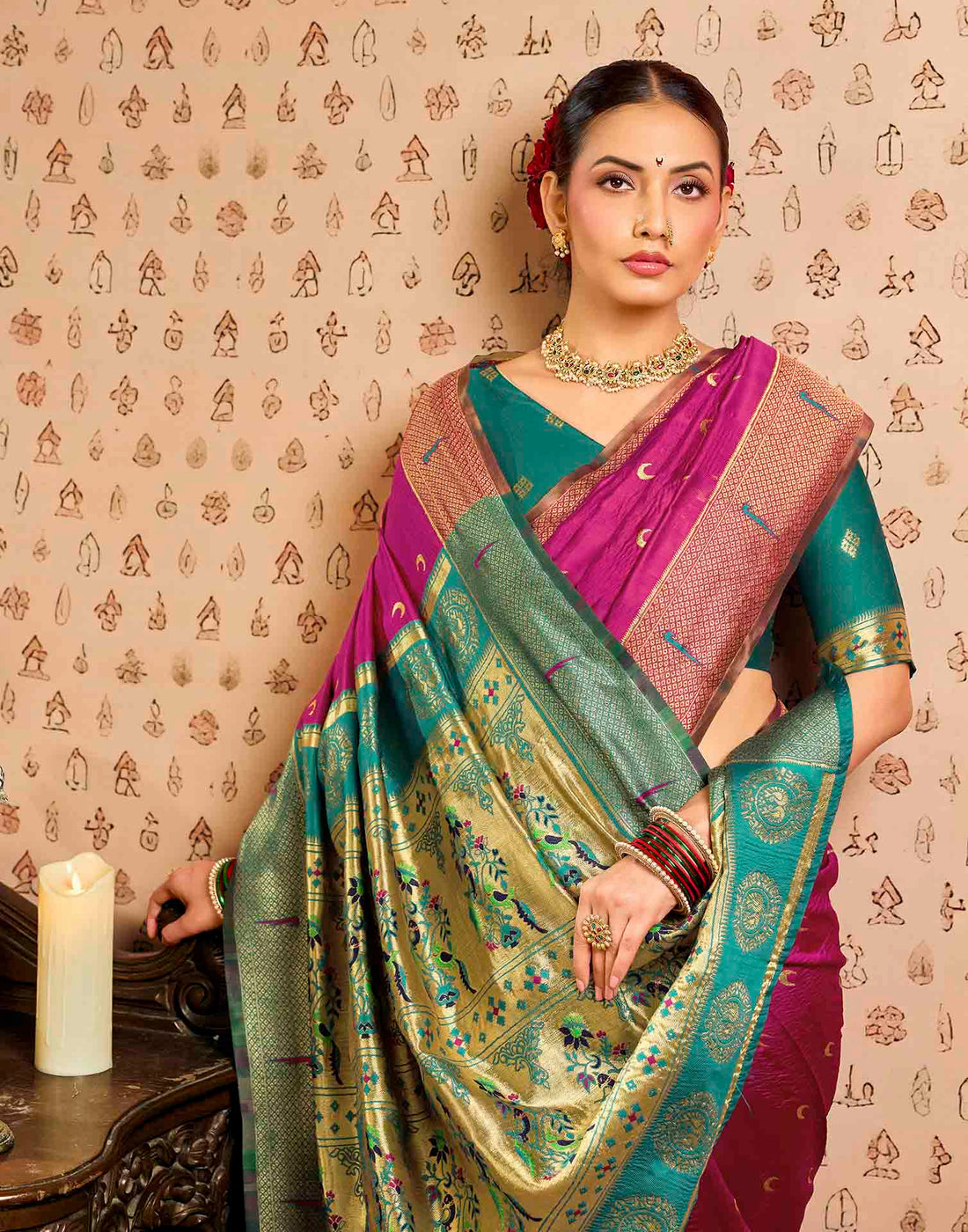 Pink Silk Woven Paithani Saree