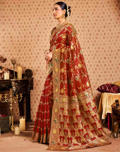 Red Silk Woven Banarasi Saree