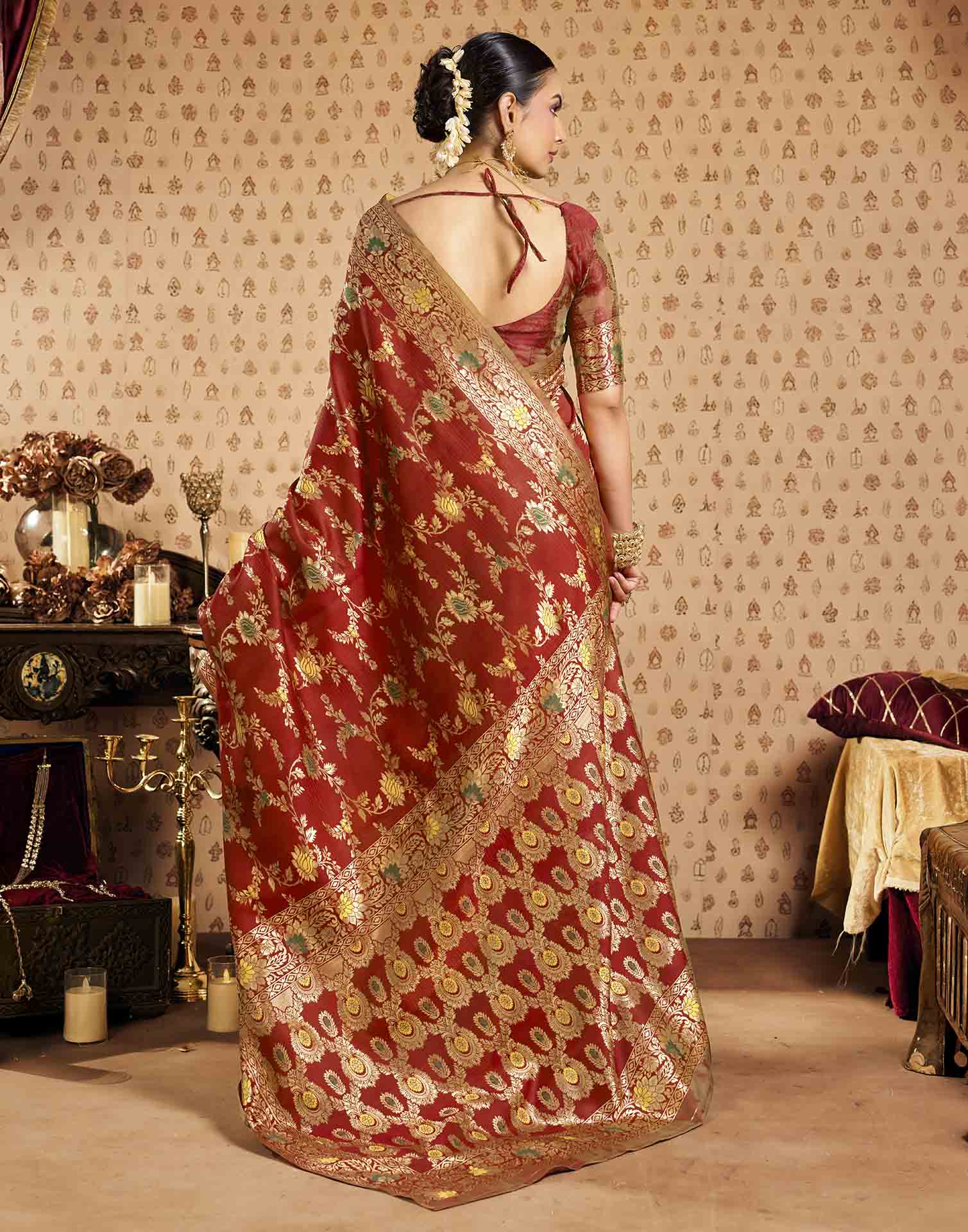 Red Silk Woven Banarasi Saree
