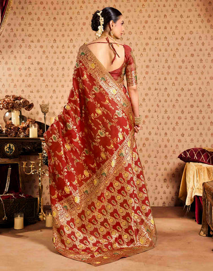 Red Silk Woven Banarasi Saree