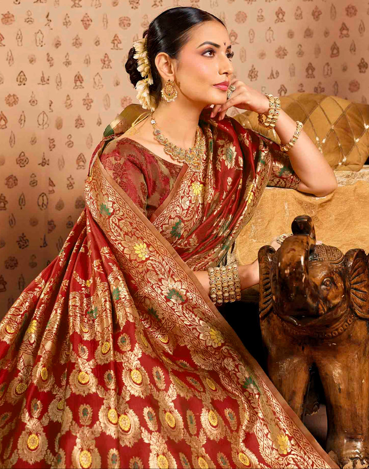 Red Silk Woven Banarasi Saree