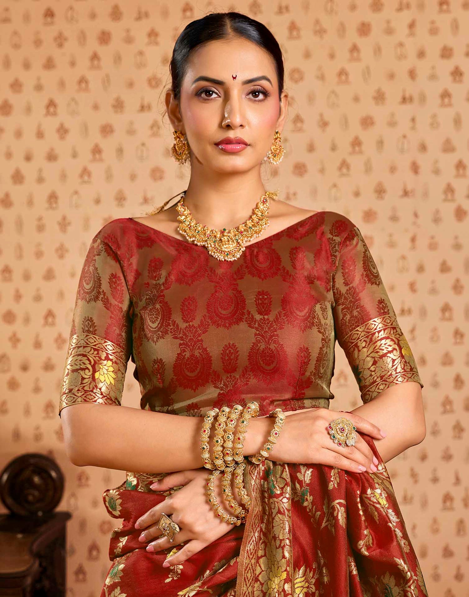 Red Silk Woven Banarasi Saree