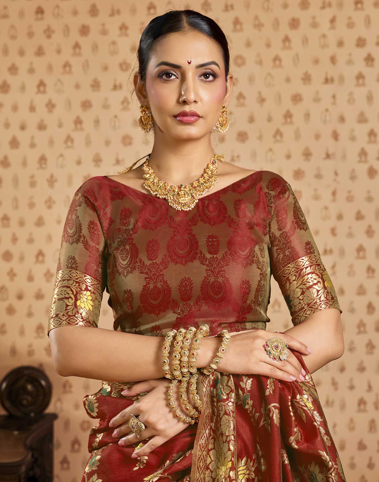 Red Silk Woven Banarasi Saree