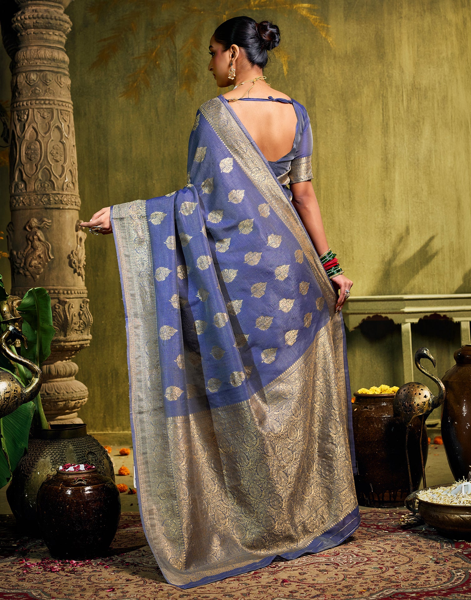 Blue Silk Woven Banarasi Saree